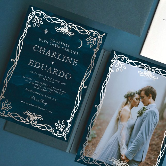 Indigo Faire-part de mariage médiéval Silver Ivy (Créateur téléchargé)