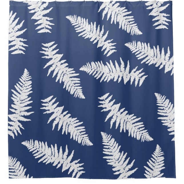 Indigo Fern Botanical Motif Douche rideau (Devant)