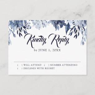Indigo Garden Floral Wedding Carte de réponse RSVP
