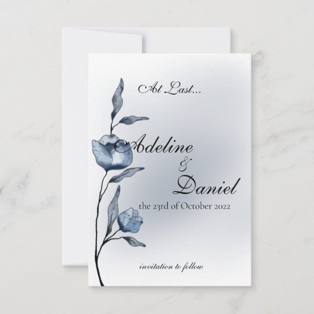 Indigo Romance Wedding Save the Date Cards (Devant)