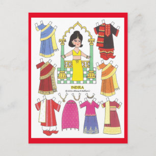 Indira, Sari Girl India Paper Doll Carte postale