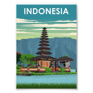 Indonesia Vintage Minimum Retro Travel Poster
