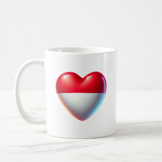 Indonésie Drapeau cardiaque Thé café Mug (Gauche)