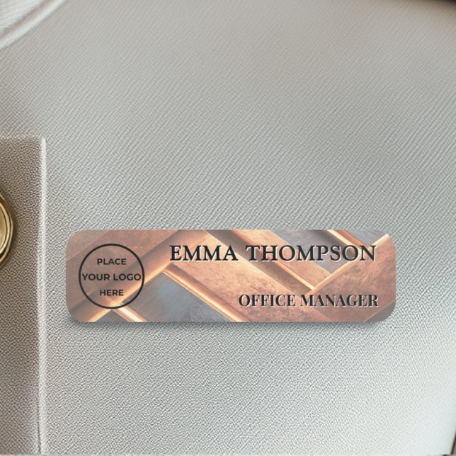Industrial Chic Copper Facet Name Badge Custom 名札 (Créateur téléchargé)