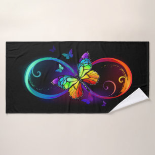 Infini vibrant avec papillon arc-en-ciel sur fond