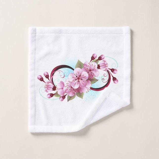 Infinité avec les fleurs Sakura (Gant de toilette)