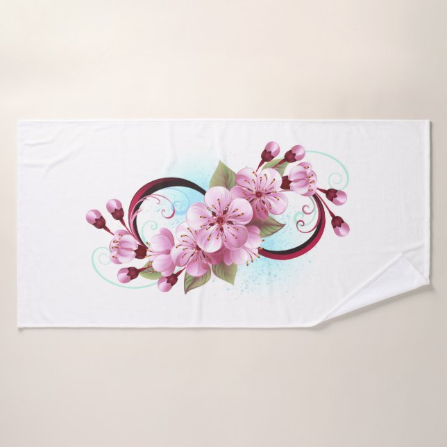 Infinité avec les fleurs Sakura (Serviette de bain)