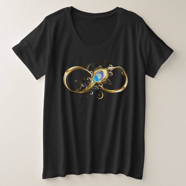 Infinité avec plume de paon doré (Design devant)