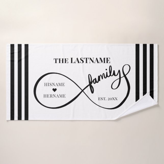 Infinity Personalized Family Name and Est. Date (Serviette de bain)