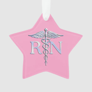 Infirmière autorisée RN Caduceus sur déco rose pâl