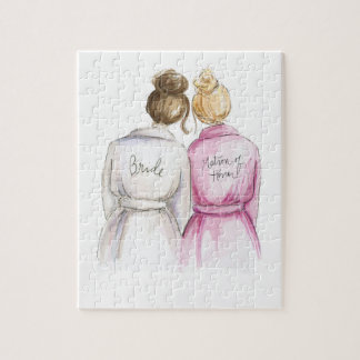 Infirmière blonde de petit pain de puzzle de brune