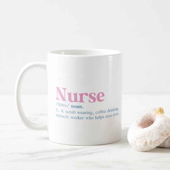 Infirmière café Mug Infirmière Diplôme de l'école  (Avec donut)