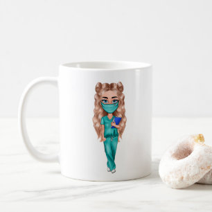 Infirmière chic personnalisée (cheveux blonds) Mug