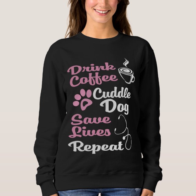 Infirmière Chien Café Sweat - shirt à capuche Cute (Devant)