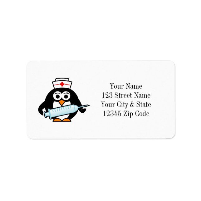 Infirmière de pingouin drôle avec étiquettes de ad (Devant)