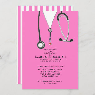 Infirmière diplômés Pink Party Invitations