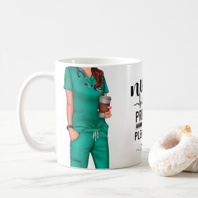 Infirmière en cours Mug de café personnalisé (Avec donut)
