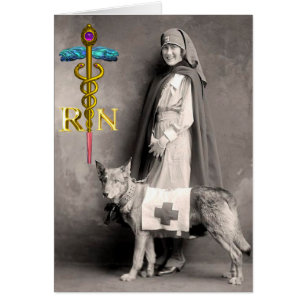 INFIRMIÈRE ET CHIEN DE SAUVETAGE /Emblème RN Caduc
