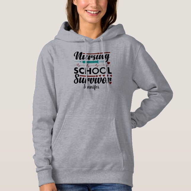 Infirmière étudiante Sweat - shirt à capuche gris  (Devant)