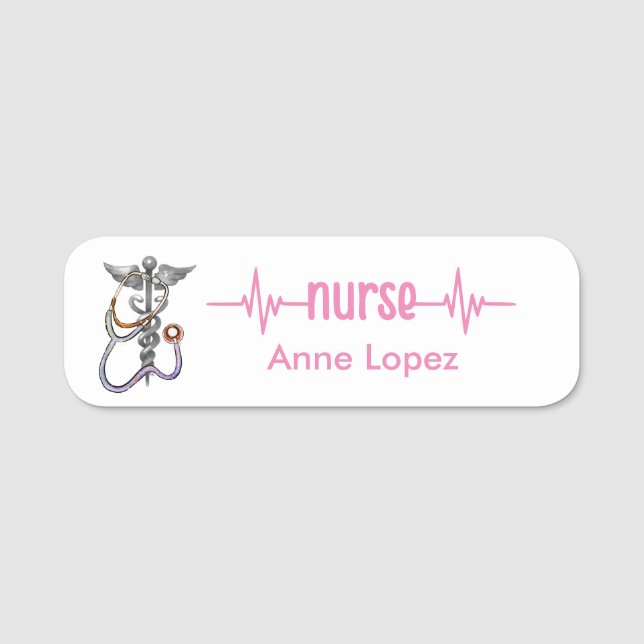 Infirmière inscrite Badge RN Noir et rose Moderne (Devant)