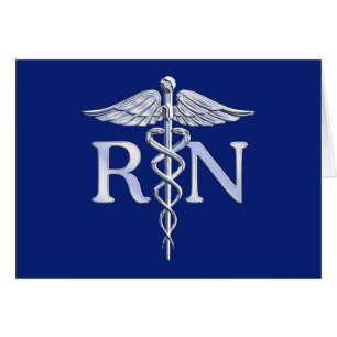 Infirmière inscrite RN Silver Caduceus Navy Blue d