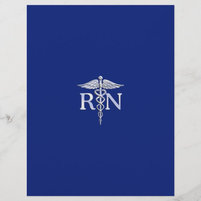 Infirmière inscrite RN Silver Caduceus Navy Blue d (Devant)