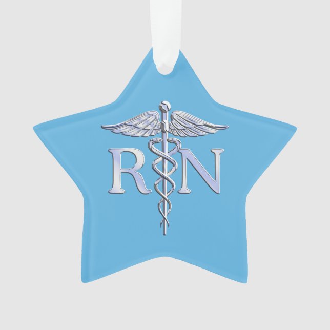 Infirmière inscrite RN Silver Caduceus sur Bleu bé (devant)