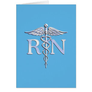 Infirmière inscrite RN Silver Caduceus sur Bleu bé