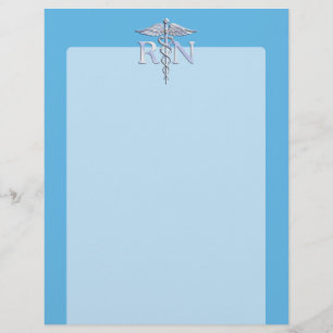 Infirmière inscrite RN Silver Caduceus sur Bleu bé