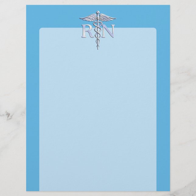 Infirmière inscrite RN Silver Caduceus sur Bleu bé (Devant)