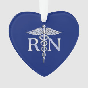 Infirmière inscrite RN Silver Caduceus sur le bleu