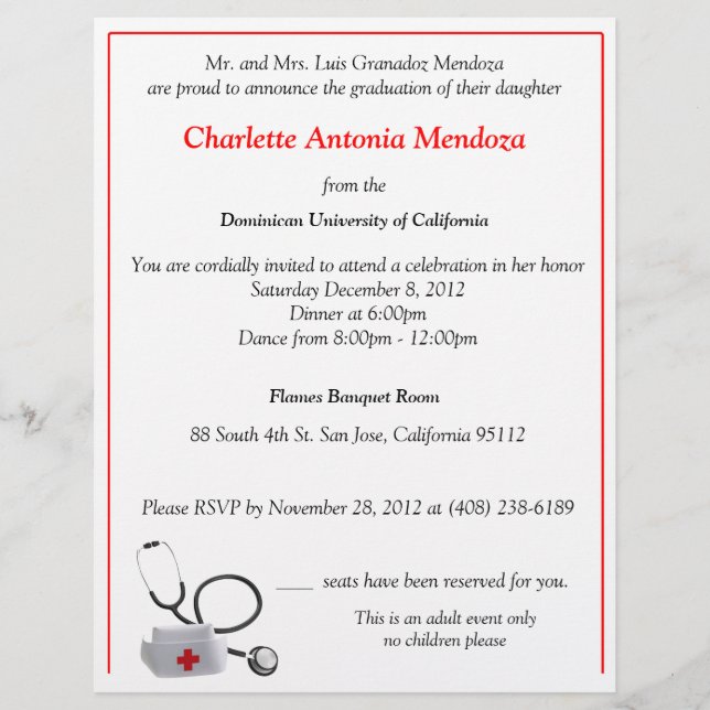 Infirmière Invitation (Devant)