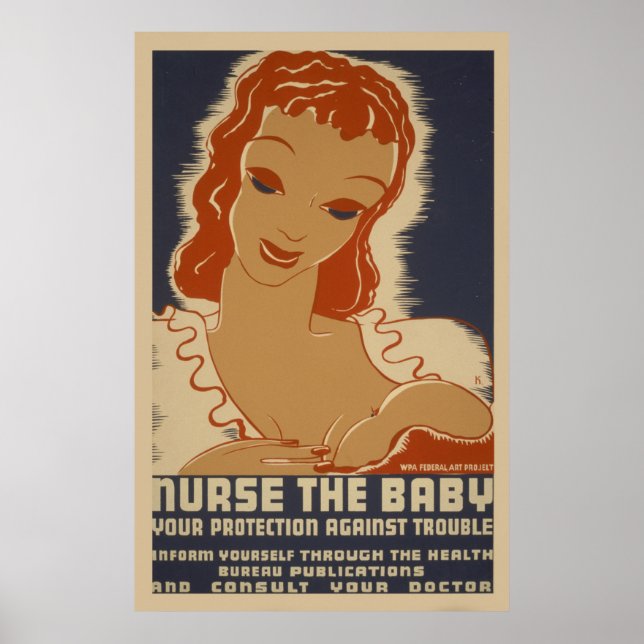 Infirmière Le Poster vintage WPA bébé (Devant)