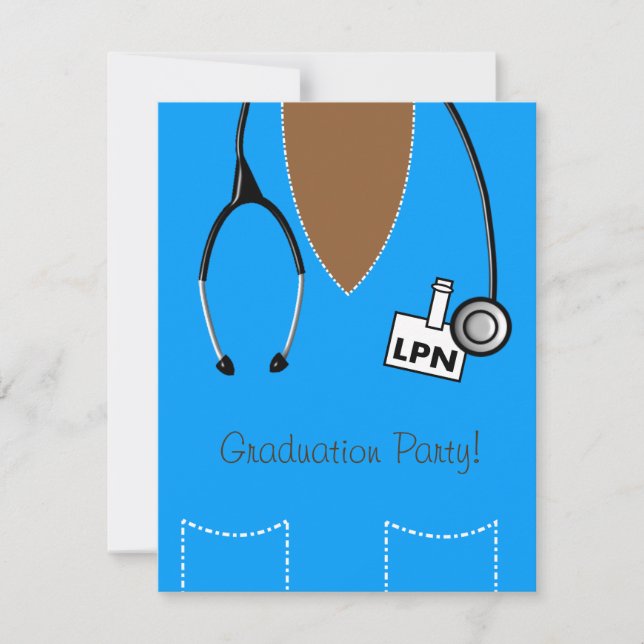 Infirmière LPN Graduation Invitation Blue Scrub To (Devant)