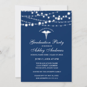 Infirmière Lumières Blue Grad Party Invitation