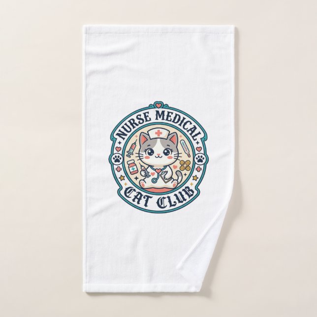 Infirmière médicale chat drôle conception amateur  (Serviette à main)
