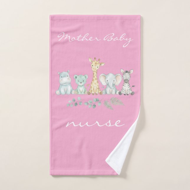 Infirmière Mère Bébé Safari Jungle Crèche (Serviette à main)