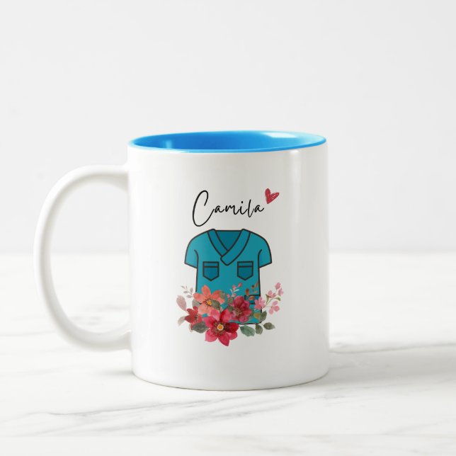 Infirmière personnalisée mug avec nom / Infirmière (Gauche)