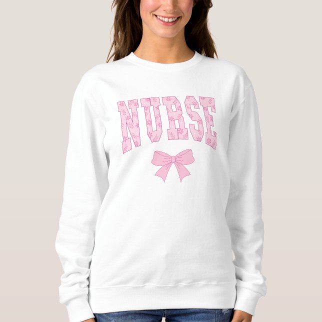 Infirmière Pink Bow Coquette Sweatshirt Infirmière (Devant)