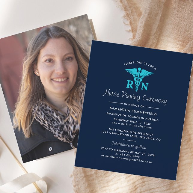Infirmière Pinning Graduation 2025 Photo Invitatio (Nurse Pinning Graduation 2025 Photo Invitation)
