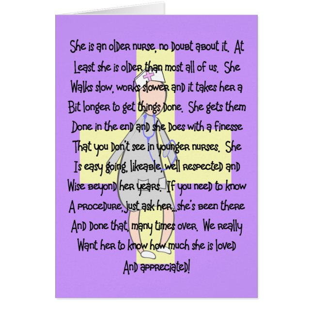 Infirmière plus âgée et réservée---Cadeaux (Devant)