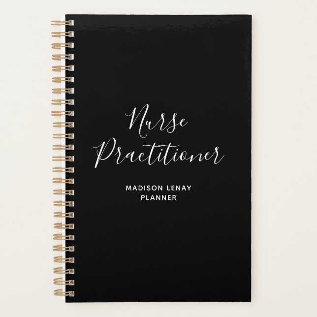 Infirmière Praticien Noir Blanc Nom de script Étud (Devant)