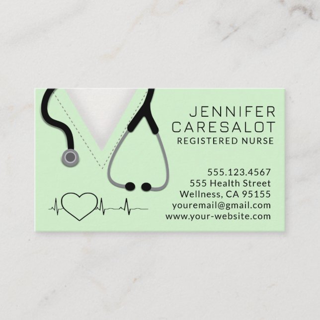 Infirmière RN, LVN, LPN, Carte de visite intérimai (Devant)