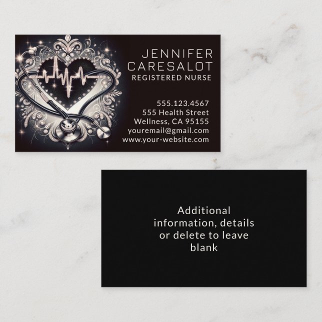 Infirmière RN, LVN, LPN, Carte de visite intérimai (Devant / Derrière)