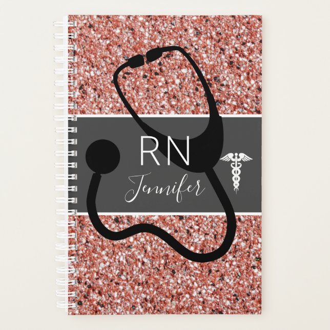 Infirmière RN Stethoscope Rose Gold Parties scinti (Devant)