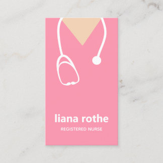 Infirmière rose Scrubs et Carte de visite de stéth