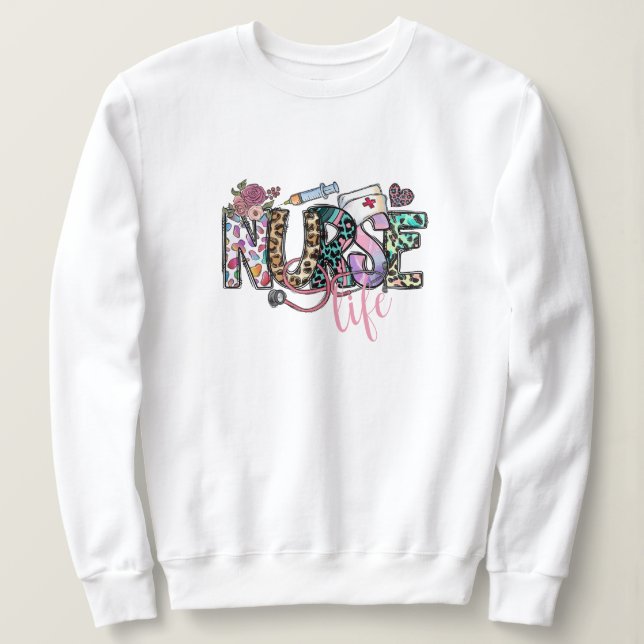 Infirmière | Sweatshirt de typographie rétro amusa (Design devant)