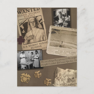 Infirmière vintage - Carte postale du bloc-notes d