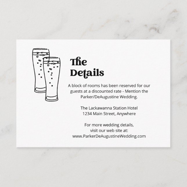 Informations sur le Mariage de bière Détails Carte (Devant)