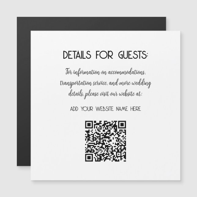 Informations sur le mariage Invités Code QR Élégan (Devant / Derrière)